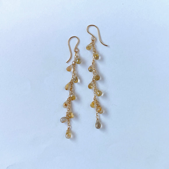 ルチルクォーツのシャンデリアピアス