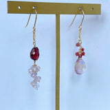 アメトリンとガーネットのアシンメトリーピアス