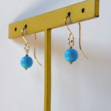 スリーピングビューティーターコイズの一粒丸玉ピアス