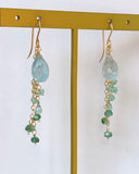 Large aquamarine and emerald earrings