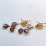 Chocolate moonstone and natural zircon earrings