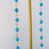 スリーピングビューティーターコイズの丸玉小ステーションロングピアス
