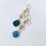 ローマングラスとトパーズピアス