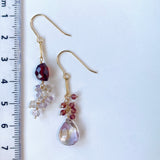 アメトリンとガーネットのアシンメトリーピアス