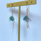 フローライトと両剣水晶のピアス