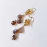 Chocolate moonstone and natural zircon earrings