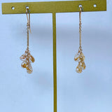 ルチルクォーツのバーチェーンピアス