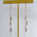 アフガニスタンフローライトのトリプルピアス　ピンク