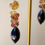 ラピスラズリとトルマリンのブーケピアス
