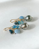 South sea pearl blue bouquet earrings 