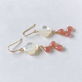 Peruvian rhodochrosite and mother-of-pearl earrings 