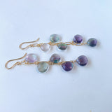 フローライトの五連ロングピアス　パープル