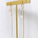 オパールのラウンド&ドロップアメリカンピアス