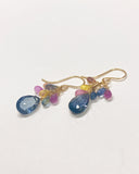 コンケーブカット ロンドンブルートパーズ とサファイアのブーケピアス