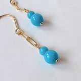 スリーピングビューティーターコイズの丸玉ダブルピアス