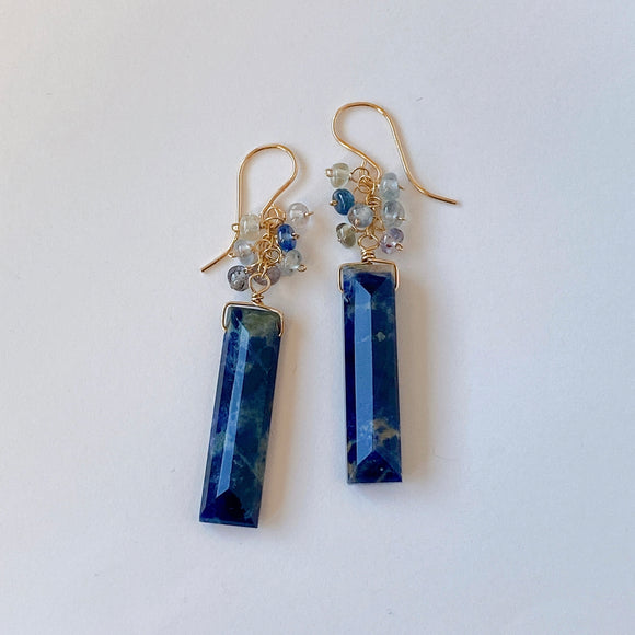 Sodalite and Ceylon Sapphire Bouquet Earrings