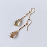 Golden rutilated quartz bar chain earrings