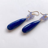 大きなラピスラズリとタンザナイトのブーケピアス