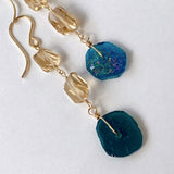 ローマングラスとトパーズピアス