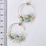 【YN様専用】ラウンドカットオパールとソノランターコイズのフープピアス