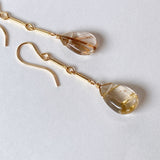 Golden rutilated quartz bar chain earrings