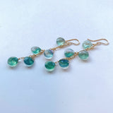 フローライトの五連ロングピアス　グリーン