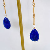 lapis lazuli bar chain earrings