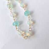 ペルーブルーオパールとオパールのステーションブレスレット