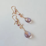 アメトリンと小粒天然石のロングピアス