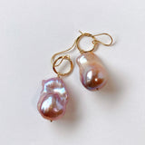 Oyster baroque pearl ring earrings