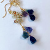 フローライトとナチュラルジルコンのピアス