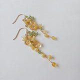 イエローオパールとシトリンとビアクォーツ、ツァボライトのミモザピアス