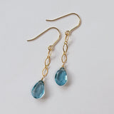 ロンドンブルートパーズのダイヤチェーンのピアス