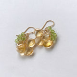 シトリンとペリドットのふさふさピアス