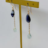 アイオライトとアクアマリンのピアス