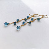 ロンドンブルートパーズのシャンデリアロングピアス