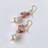 Akoya baroque and spinel bouquet earrings