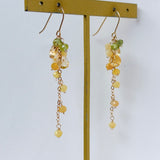 イエローオパールとシトリンとペリドットのミモザピアス