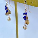 ルチルクォーツとラピスラズリのピアス