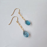 ロンドンブルートパーズのダイヤチェーンのピアス