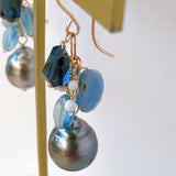 South sea pearl blue bouquet earrings 