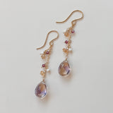 アメトリンと小粒天然石のロングピアス