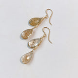 ゴールデンルチルクォーツのダブルピアス