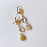 golden rutilated quartz and zircon earrings