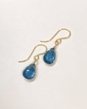 コンケーブカットロンドンブルートパーズの一粒ピアス