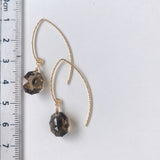 スモーキークォーツの一粒ピアス