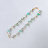 ペルーブルーオパールとオパールのステーションブレスレット