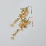 イエローオパールとシトリンとビアクォーツ、ツァボライトのミモザピアス