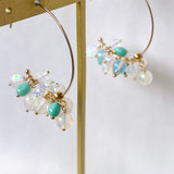 【YN様専用】ラウンドカットオパールとソノランターコイズのフープピアス