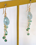 Large aquamarine and emerald earrings